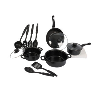 Batterie de cuisine 13 pièces – Casseroles, poêle & ustensiles anti-adhésifs