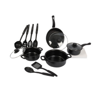 Batterie de cuisine 13 pièces – Casseroles, poêle & ustensiles anti-adhésifs