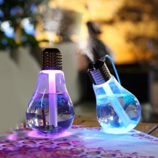 Humidificateur & diffuseur d'arôme ampoule LED 100 ml – Veilleuse 7 couleurs USB