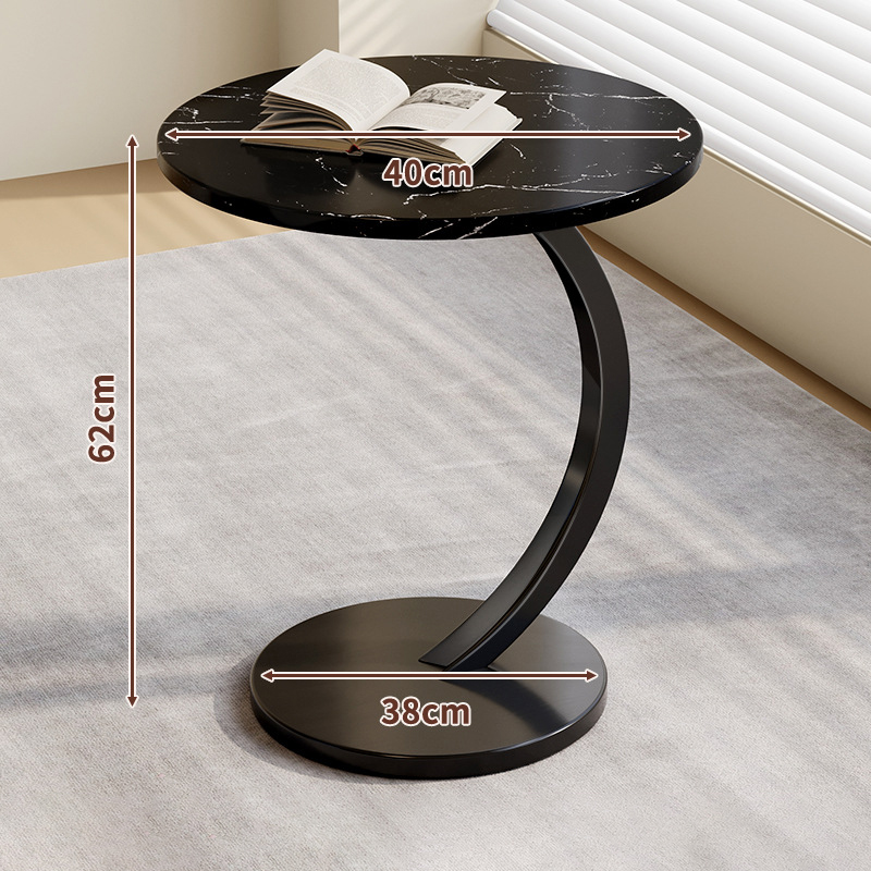 Table d'appoint ronde en C – Bout de canapé / table de chevet, plateau bois & pied métal – Image 2