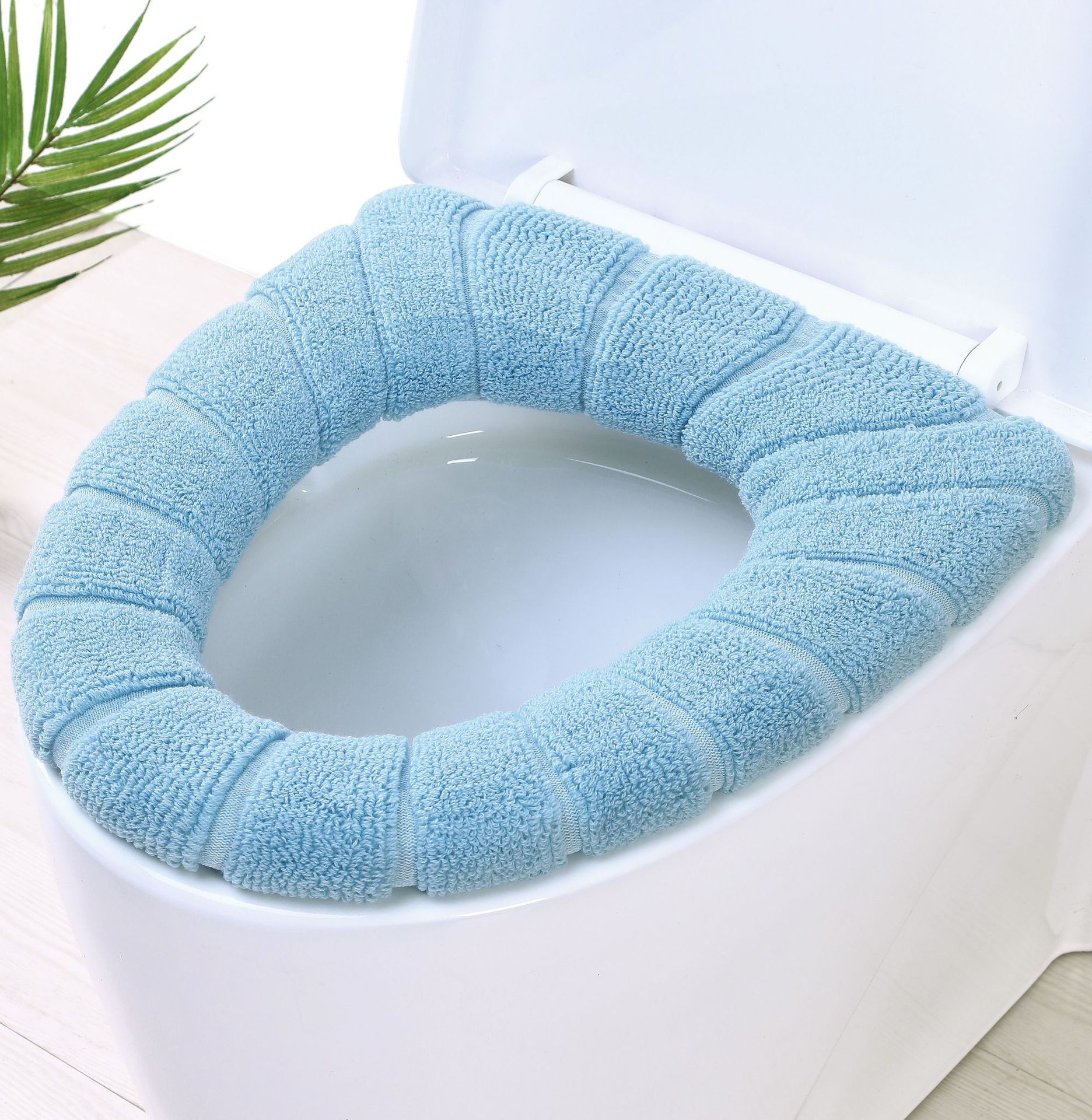 Couvre-siège WC moelleux lavable – Housse d'abattant tricotée extensible (toutes saisons) – Image 3
