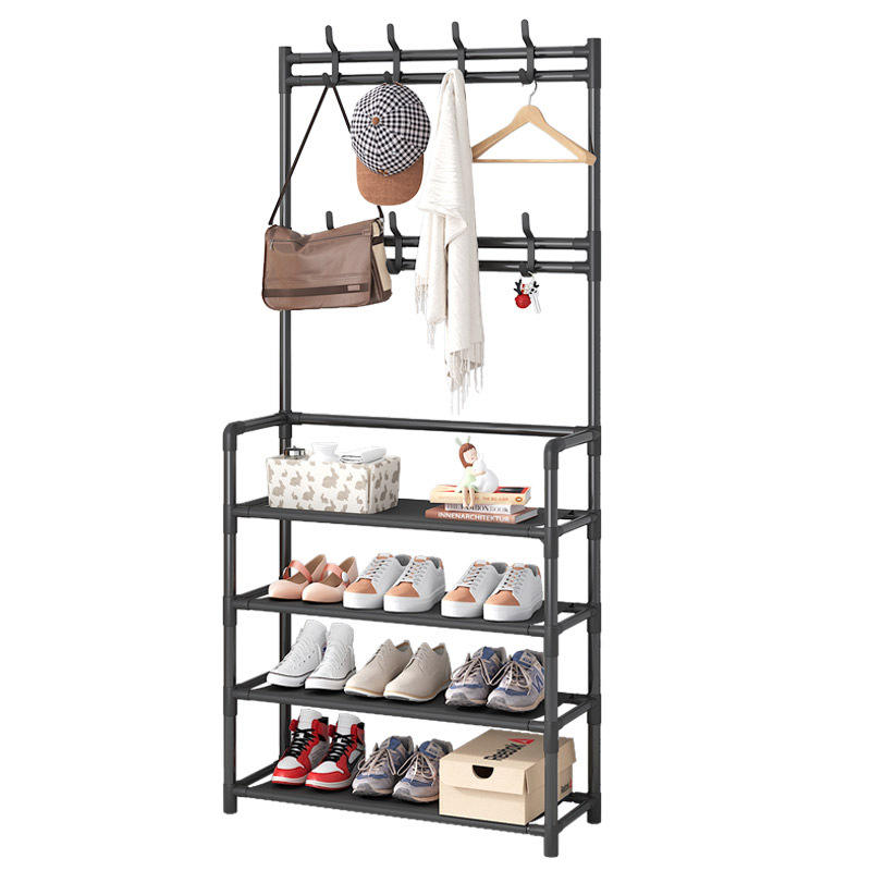 Meuble d'entrée avec range-chaussures & patères – Portant manteaux + étagères – Image 5
