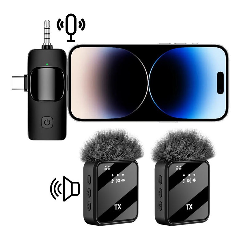 Microphone cravate sans fil F11-2 (2 micros + récepteur) – Smartphone, vlog & interview – Image 4