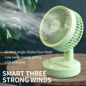 Ventilateur pliable rechargeable JR-555 – Sur pied/table, oscillant + support téléphone