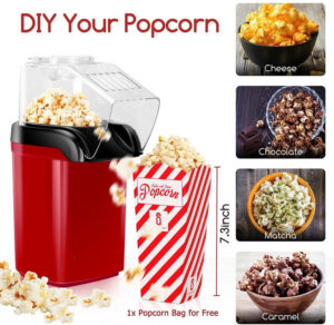 Machine à pop-corn à air chaud – Sans huile (rouge)