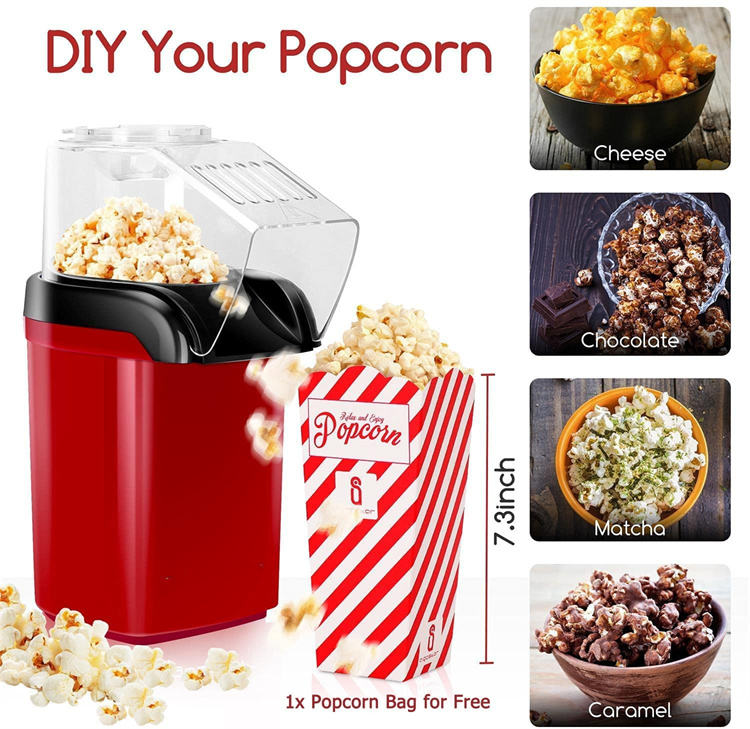 Machine à pop-corn à air chaud – Sans huile (rouge)
