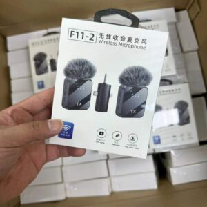 Microphone cravate sans fil F11-2 (2 micros + récepteur) – Smartphone, vlog & interview