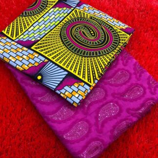 Combiné pagne wax + bazin assorti – Ensemble 2 tissus 6 yards (coloris variés)