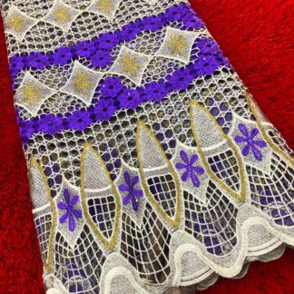 Tissu dentelle brodée (guipure) – Pagne de cérémonie 5 yards (coloris variés)