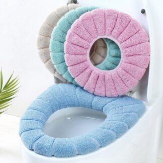 Couvre-siège WC moelleux lavable – Housse d'abattant tricotée extensible (toutes saisons)