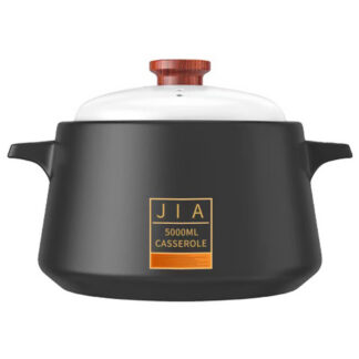 Cocotte en céramique JIA 5 L – Faitout résistant à la chaleur, couvercle à poignée bois