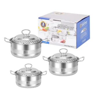 Set de marmites inox 3 pièces – Casseroles (16/18/20 cm) avec couvercles