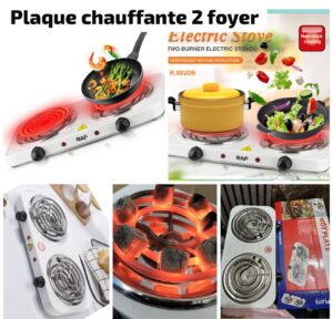 Plaque chauffante électrique 2 foyers RAF – Réchaud double brûleur
