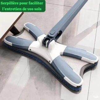 Balai serpillère à plat rotatif (forme X) – Lavage & essorage sans se baisser